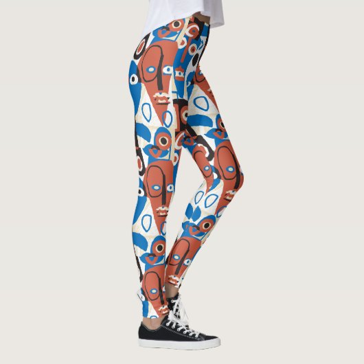 Alberne Gesichter Inspiriert von Picasso Retro Mod Leggings (Rechts)