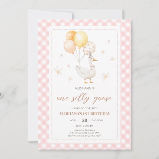 Alberne Gogham Gingham Birthday Party Einladung (Vorderseite)