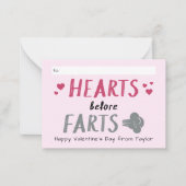 Alberne Herzen vor Furzen Klassenzimmer Valentine Mitteilungskarte (Vorderseite)