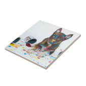 Alberne Husky-Welpe got in Paint-Ester Fliese (Seite)