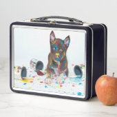 Alberne Husky-Welpe got in Paint-Ester Metall Brotdose (Beispiel)