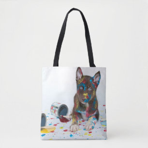Alberne Husky-Welpe got in Paint-Ester Tasche