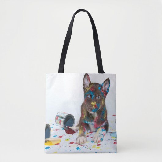 Alberne Husky-Welpe got in Paint-Ester Tasche (Vorderseite)