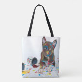 Alberne Husky-Welpe got in Paint-Ester Tasche (Rückseite)