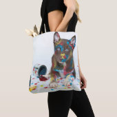 Alberne Husky-Welpe got in Paint-Ester Tasche (Von Nahem)
