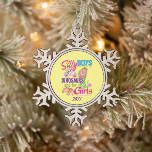 Alberne Jungen Dinosaurier sind für Mädchen - Nied Schneeflocken Zinn-Ornament