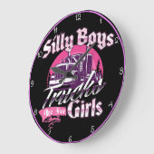 Alberne Jungen: Lastwagen sind für Mädchen Große Wanduhr (Winkel)