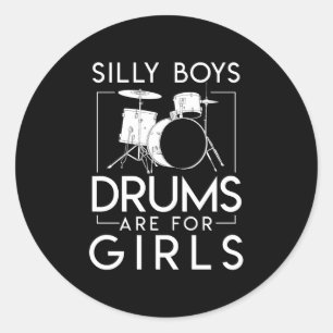 Alberne Jungs Trommeln sind Girls Drummer Girls Runder Aufkleber