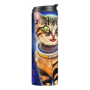 Alberne Katze im Weltraum Meme Artwork Thermosbecher