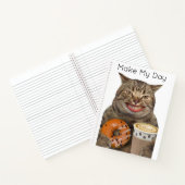 Alberne Katze mit Donut und Kaffee Personalisiert Notizblock (Innenseite)