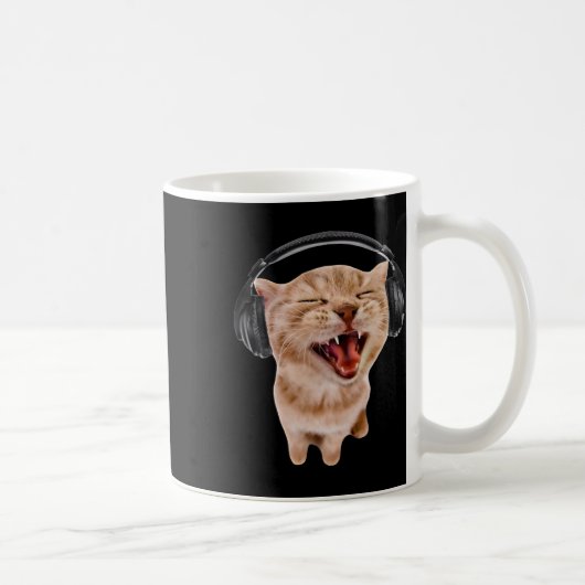 Alberne Katze mit Kopfhörern Kaffeetasse (Rechts)