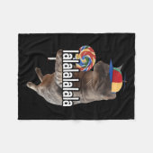 Alberne Katze mit Lollipop Meme Fleecedecke (Vorderseite (Horizontal))