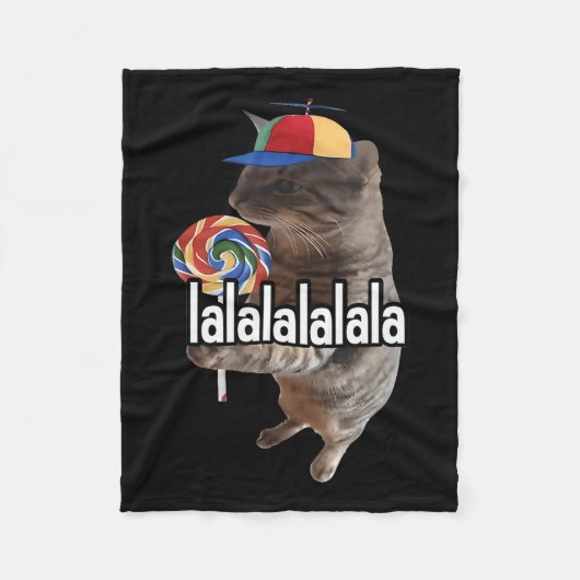 Alberne Katze mit Lollipop Meme Fleecedecke (Vorderseite)