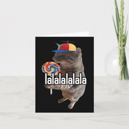 Alberne Katze mit Lollipop Meme Karte (Vorderseite)