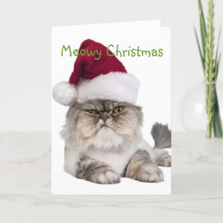 Alberne Katze mit Weihnachtsmannmütze Feiertagskarte