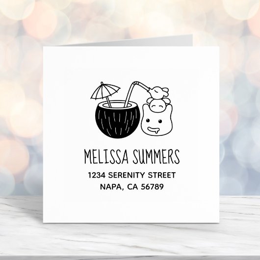 Alberne Kreaturen mit Coconut Drink-Adresse Permastempel