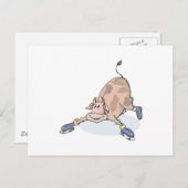 alberne Kuh auf Eis-Skaten Postkarte (Vorne/Hinten)