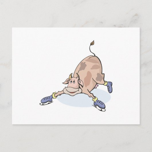 alberne Kuh auf Eis-Skaten Postkarte (Vorderseite)