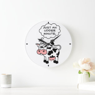 Alberne Kuh gerade ein Euter-Minuten-Land Große Wanduhr