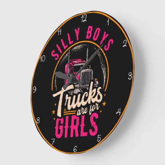 Alberne Lkw für Mädchen Große Wanduhr (Winkel)