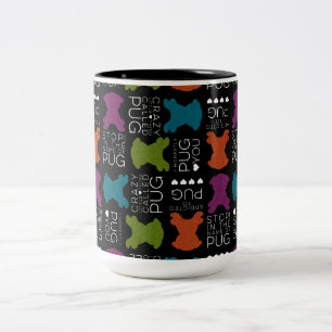 Alberne Mops-Lied-Tasse mit Glitzer-Möpse Zweifarbige Tasse