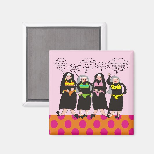 Alberne Nonnen in Bikinis Magnet (Vorderseite/Rückseite)