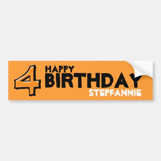 Alberne Nr. 4 orange Geburtstag Autoaufkleber (Vorne)