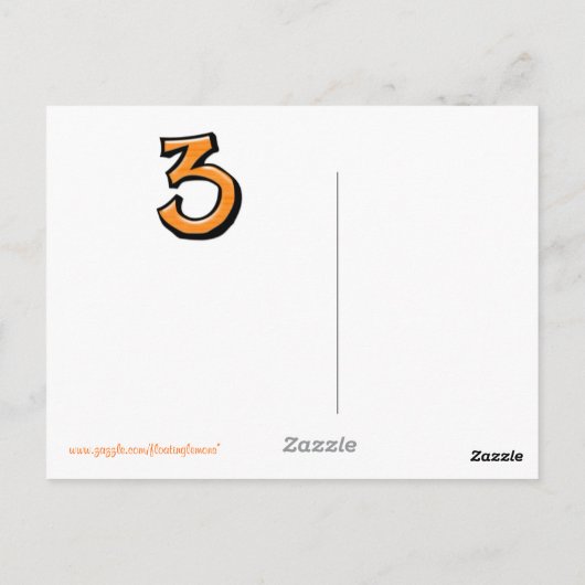 Alberne Nummer 3 orange weiße Postkarte (Rückseite)