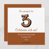 Alberne Nummer 3 Schokolade Geburtstag Einladung (Vorne/Hinten)