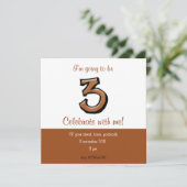 Alberne Nummer 3 Schokolade Geburtstag Einladung (Stehend Vorderseite)