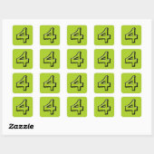 Alberne Nummer 4 grüne quadratische Aufkleber (Blatt)