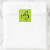 Alberne Nummer 4 grüne quadratische Aufkleber (Tasche)