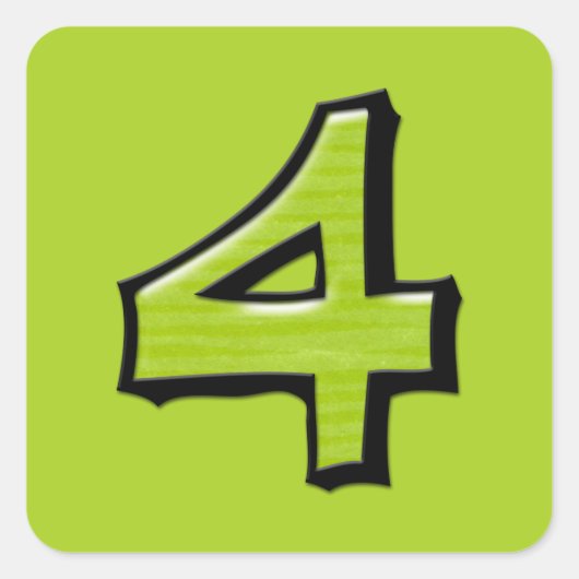 Alberne Nummer 4 grüne quadratische Aufkleber (Vorderseite)