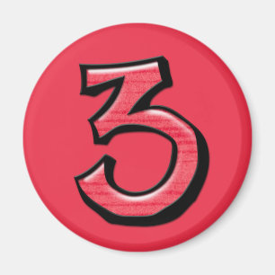 Alberne Nummern 3 rote Fläche Magnet
