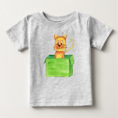Alberne orangefarbene Katze in einem Karton Baby T-shirt (Vorderseite)