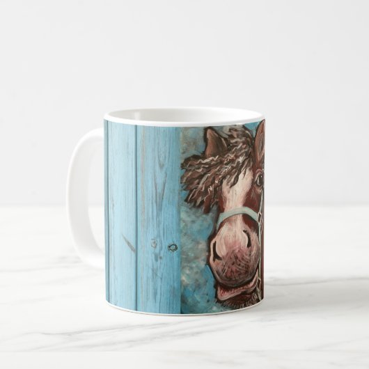 Alberne Pferde-u. Scheunen-Holz-Tasse Kaffeetasse (Vorderseite Links)