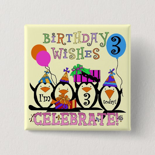 Alberne Pinguine 3rd Birthday Tshirts and Gifts Button (Vorderseite)