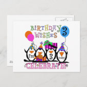 Alberne Pinguine 3rd Birthday Tshirts and Gifts Postkarte (Vorne/Hinten)