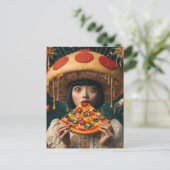 Alberne Pizzafrau mit Pepperoni Mushroom-Hut Postkarte (Stehend Vorderseite)
