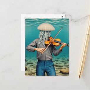 Alberne Qualle-Person, die Musik macht Postkarte
