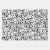 Alberne Schwarz-weiße Monster Geschenkpapier Set (Vorderseite)