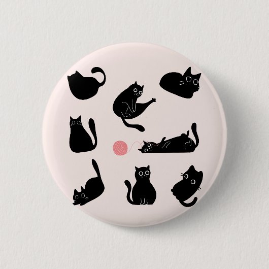 Alberne schwarze Katzen Button (Vorderseite)