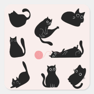 Alberne schwarze Katzen Quadratischer Aufkleber