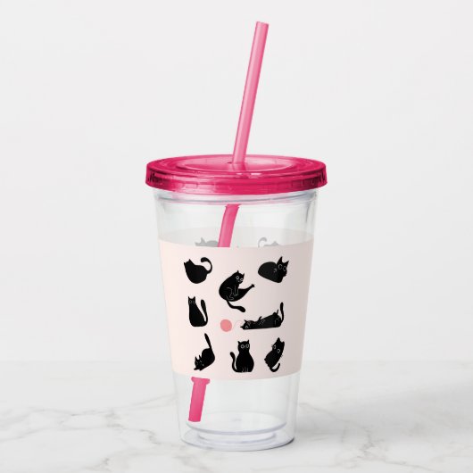 Alberne Schwarzkatzen Acryltrinkbecher (Rückseite)