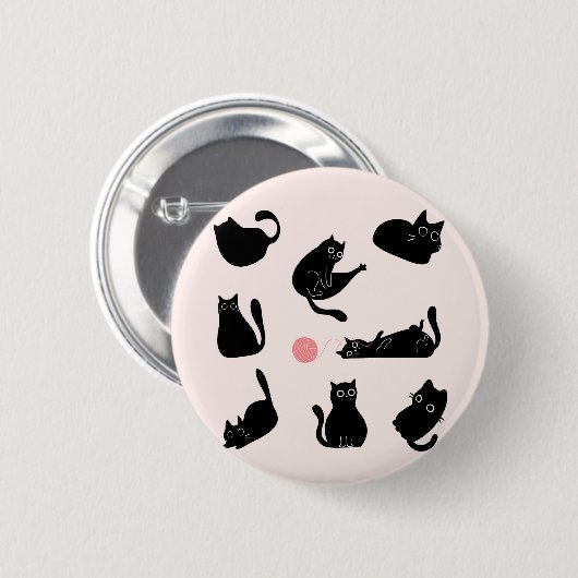 Alberne Schwarzkatzen Button (Vorne & Hinten)