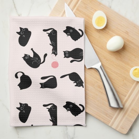 Alberne Schwarzkatzen Geschirrtuch (Viertel Falte)