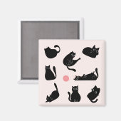 Alberne Schwarzkatzen Magnet (Vorderseite/Rückseite)