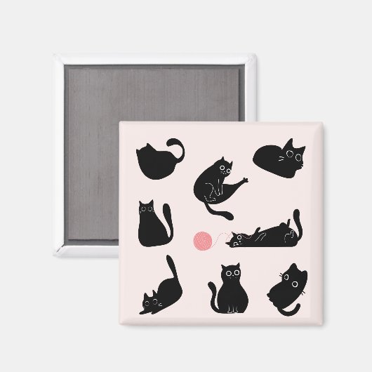 Alberne Schwarzkatzen Magnet (Vorderseite/Rückseite)