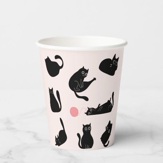 Alberne Schwarzkatzen Pappbecher (Rückseite)