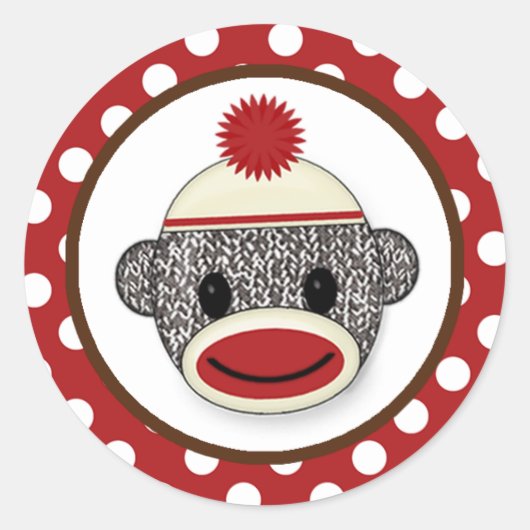 Alberne SOCK MONKEY Geburtstagskarte Aufkleber SMR (Vorderseite)